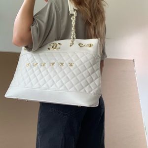 Chanel White Quilt Tote
